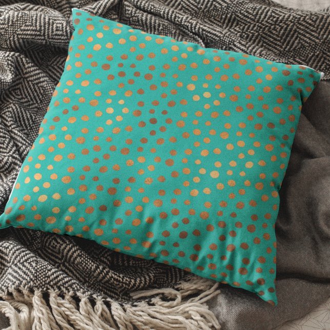 Coussin Cuivre Métallurgique Turquoise Patina Polka Dot Mo (Créateur téléchargé)