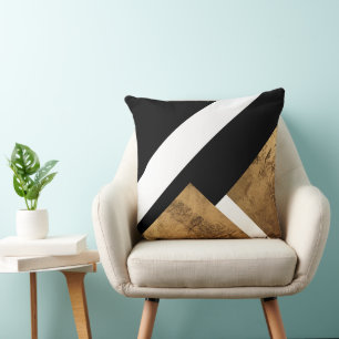 Coussin Cuivre Or Géométrique Noir Blanc