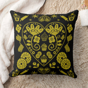 Coussin Cupcake Baking Folk Art