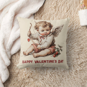 Coussin Cupidon Vintage avec Arc en Cœur