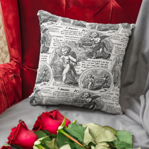 Coussin Cupids in Love Romantic Vintage Toile Throw Pillow