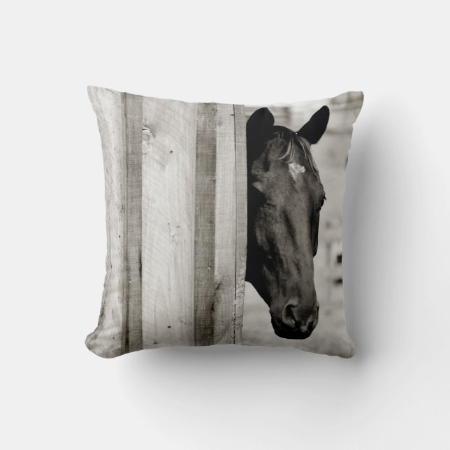 Coussin Curieux Cheval noir (Recto)