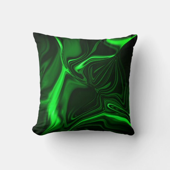 Coussin Curvas e dobras verde niquelado em fundo escuro. (Recto)