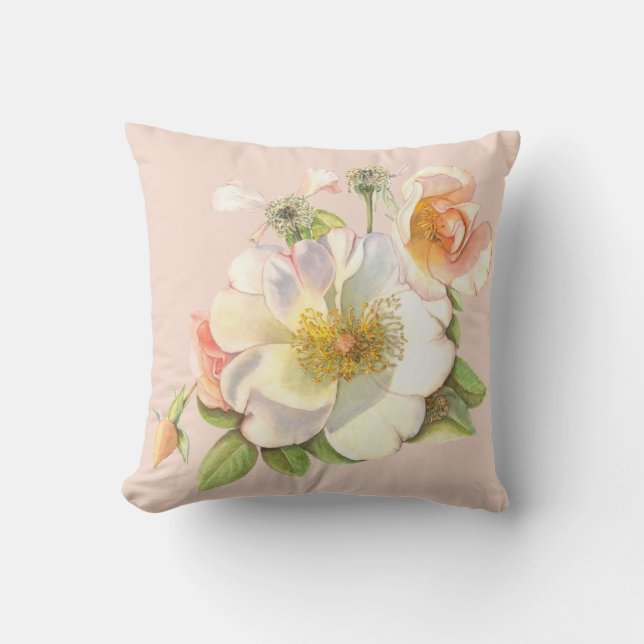Coussin Cushion - Design Rose à la crème florale (Recto)