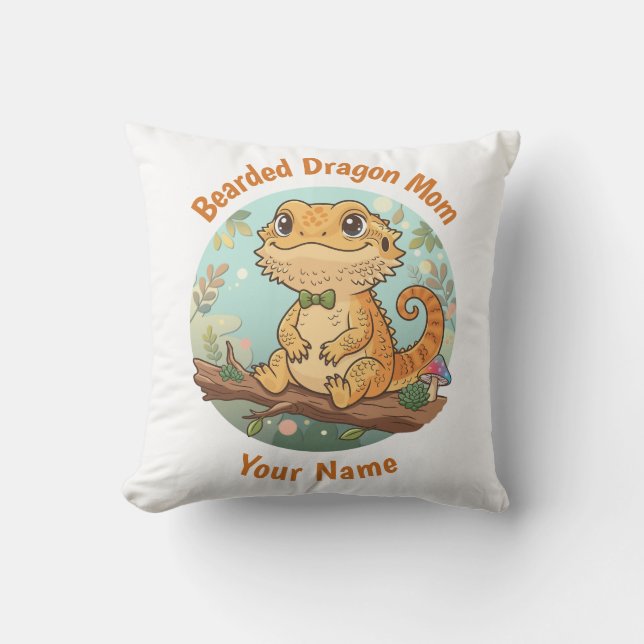 Coussin Custom Bearded Dragon Mom Throw Pillow (Recto)