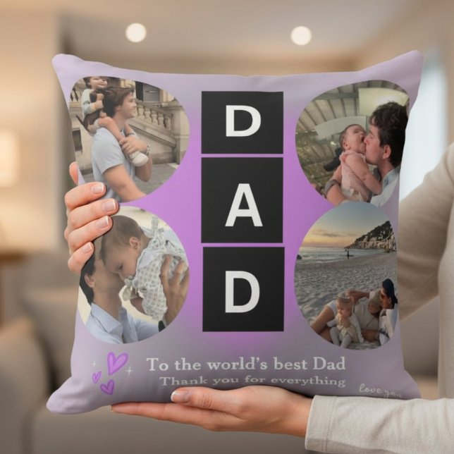 Coussin Custom "Best Dad" Photo Collage Personalized Gift  (Créateur téléchargé)