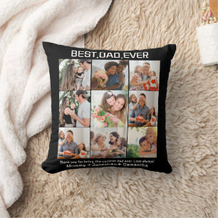 Coussin Custom Best Papa Ever Fête des pères 9 Photo Colla