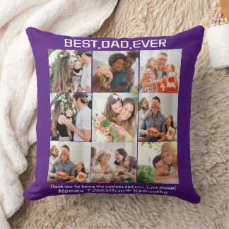 Coussin Custom Best Papa Ever Fête des pères 9 Photo Colla