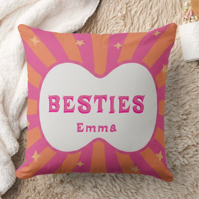 Coussin Custom "Besties" Sunburst Personalized Pillow – Em (Créateur téléchargé)