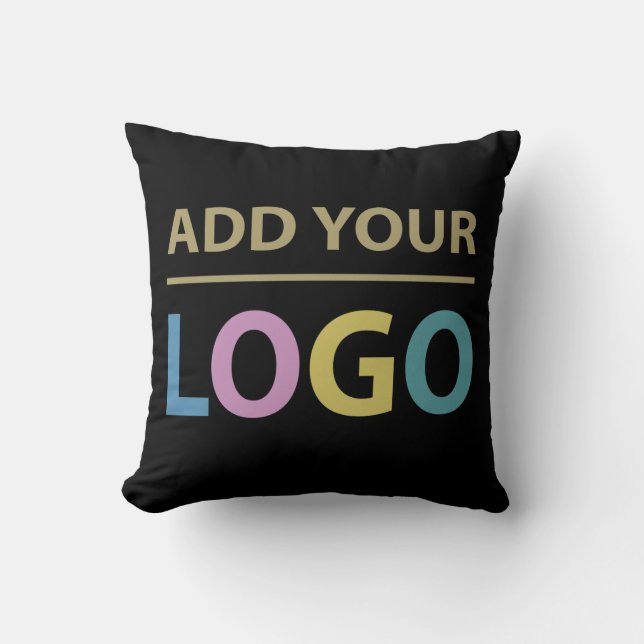 Coussin Custom Business Logo Promotional Brand Black (Recto)