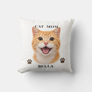 Coussin Custom Cat Name Gift for Her Personalized Portrait