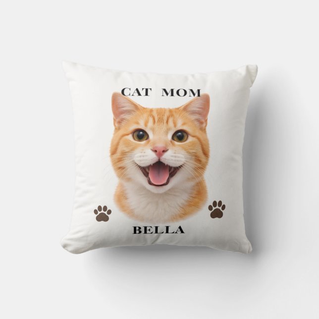 Coussin Custom Cat Name Gift for Her Personalized Portrait (Recto)