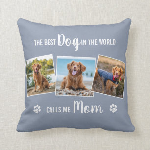 Coussin Custom Chien Mom Grey Photo Collage
