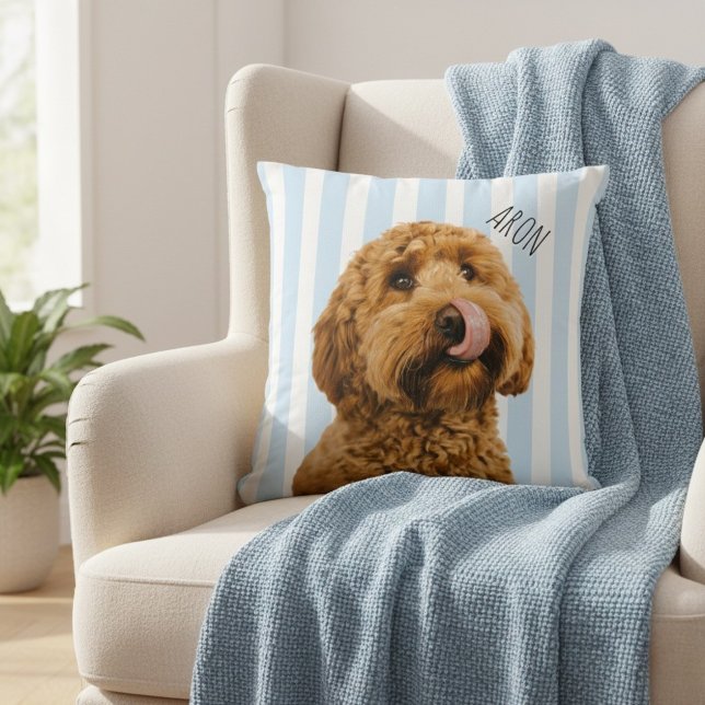 Coussin Custom Dog Photo Personalized Pet Name (Créateur téléchargé)