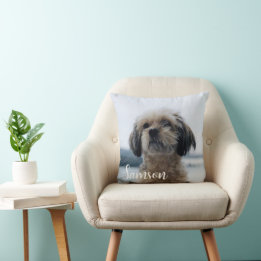 Coussin Custom Dog Photo Throw Pillow