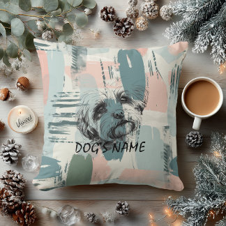 Coussin Custom Dog Portrait Abstract Brushstroke Pillow