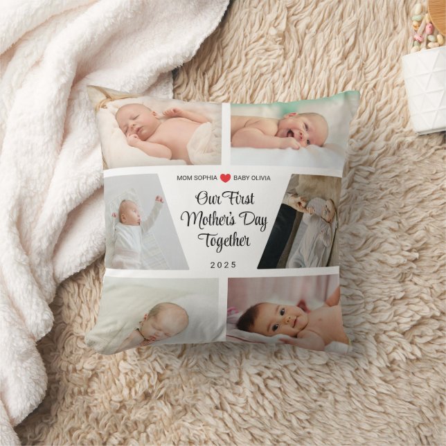 Coussin Custom First Mother's Day Avec 6 photos (Couverture)
