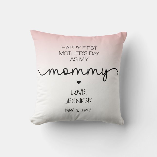Coussin Custom First Mother's Day New Mommy Keepsaké Cadea (Recto)