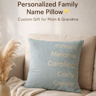 Coussin Custom Grandchildren Names Stylish Rustic Sage