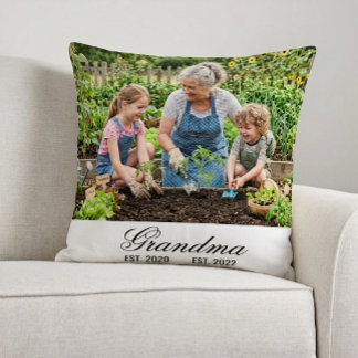 Coussin Custom Grandma Photo Multi Year Est Script