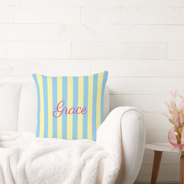 Coussin Custom Light Blue & Yellow Striped  (Canapé)