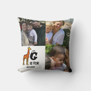 Coussin Custom monogram G is for Giraffe cute giraffes