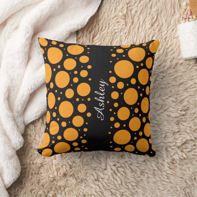 Coussin Custom Name Pumpkin Circles Throw Pillow Gift (Couverture)