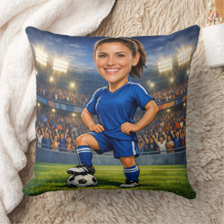 Coussin Custom Photo-Face Soccer/Football Star Caricature