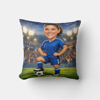 Coussin Custom Photo-Face Soccer/Football Star Caricature