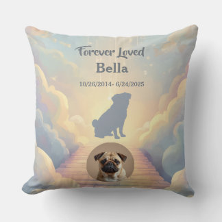 Coussin Custom Pug Memorial Pillow – Blue Rainbow Bridge