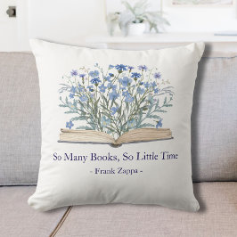 Coussin Custom Quote Blue Wildflowers Grow From Book