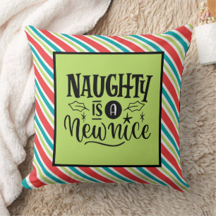 Coussin Custom Retro Noël "Naughty is a New Nice"
