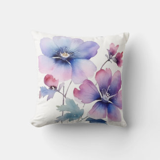 Coussin Custom Spring Floral Watercolor Throw Pillow Cover