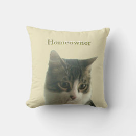 Coussin Custom Tabby Cat Photo on Light Beige
