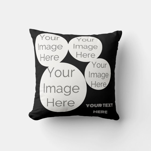 Coussin custom Throw Pillow 4 photo text template black (Recto)