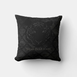 Coussin CustomText/ Elégant noir Parties scintillant Tiger