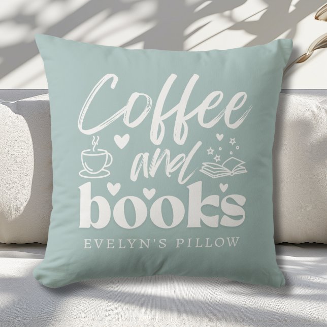 Coussin Cute Amateurs de café et de livre sur mesure (Créateur téléchargé)