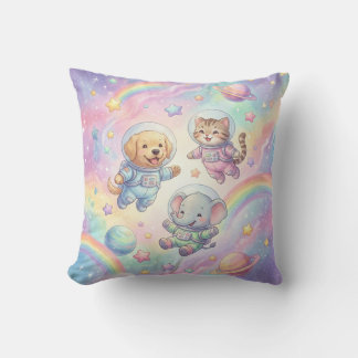 Coussin Cute Animal Astronauts Galaxy Throw Pillow