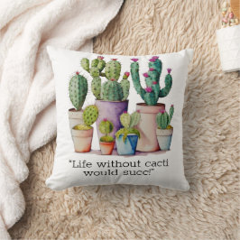 Coussin Cute aquarelle cactus succulents dans les pots