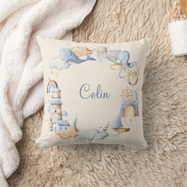 Coussin Cute aquarelle Nautique Océan Boy Nursery