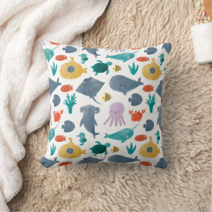 Coussin Cute Aquarelle Océan Animaux Motif