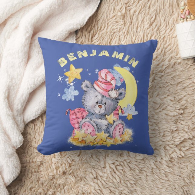 Coussin Cute Aquarelle Ours Temps de sommeil Nourriture (Couverture)