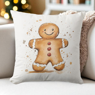 Coussin Cute Aquarelle Pain d'épice Homme Farmhouse Vacanc