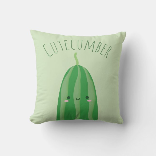 Coussin Cute As As Cucumber Funny Kawaii Nom du mot clé (Recto)