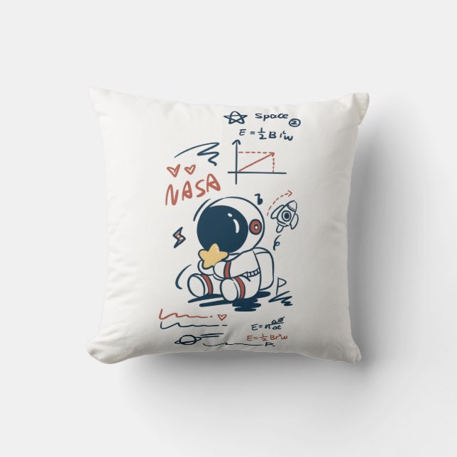 Coussin Cute Astronaut Space Cartoon Throw Pillow (Recto)
