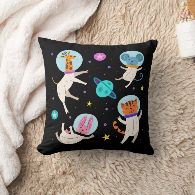 Coussin Cute astronaute Animaux flottant dans l'espace (Couverture)