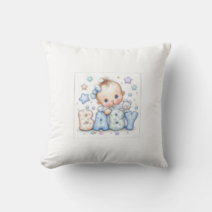 Coussin Cute Baby Boy with Teddy Bear & Stars Sweet Nurs