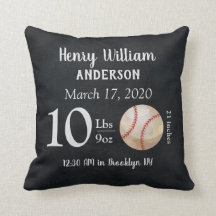 Cute Baseball Sports Ball Baby Birth Stats Nursery