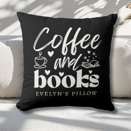 Coussin Cute Black and White Café et les amateurs de livre