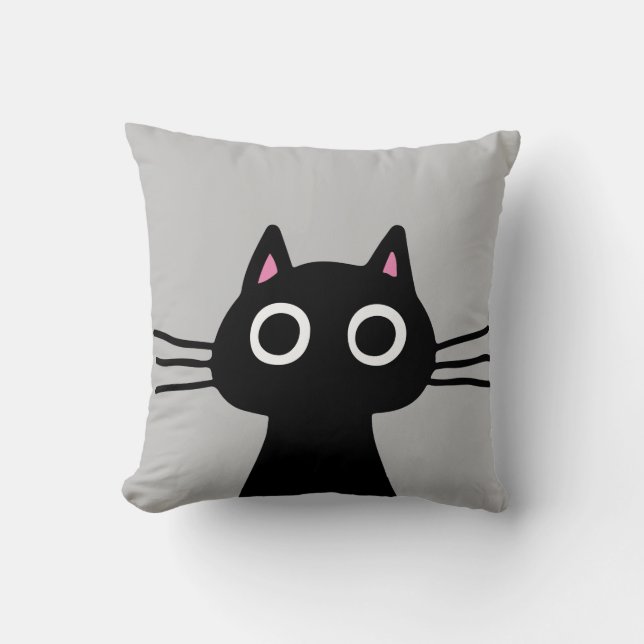Coussin Cute Black Kitty | Amoureux des chats de animal de (Recto)
